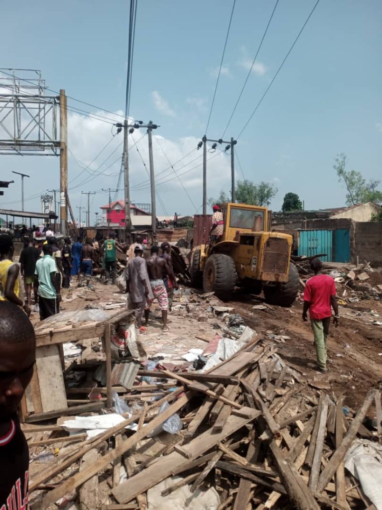 BREAKING: Abia Govt begins massive demolition of  Shanties and Illegal Motor Parks along Enugu-PortHarcourt Expressway