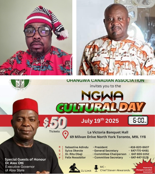 Hon. Ifeanyichukwu Gideon Congratulates Mazi Sabastine Adindu on Historic First Ngwa Cultural Carnival in Canada
